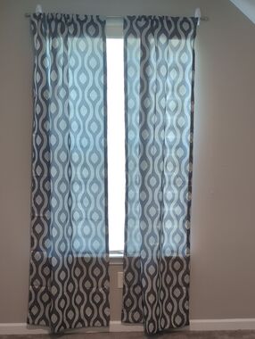 Mainstays Gray Geometric Sheer Curtain Panels